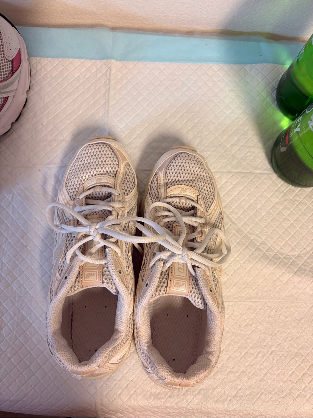 New Balance Kids Cream and White Athletic Sneakers